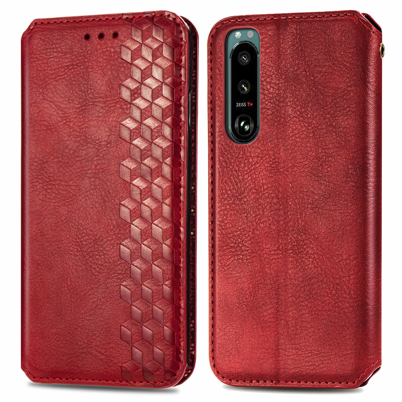 Magnetic Closure Protective Phone Cover For Sony Xperia 5 IV 5G Drop-proof Rhombus Imprinted PU Leather Phone Case Wallet with Foldable Stand Magnetic Closure Protective Phone Cover For Sony Xperia 5 IV 5G Drop-proof Rhombus Imprinted PU Leather Phone Case Wallet with Foldable Stand